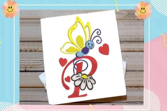 Butterfly P Letter Monogram