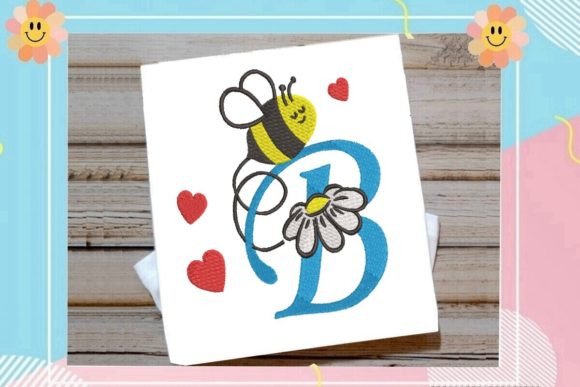 Cute Bee B Letter Monogram