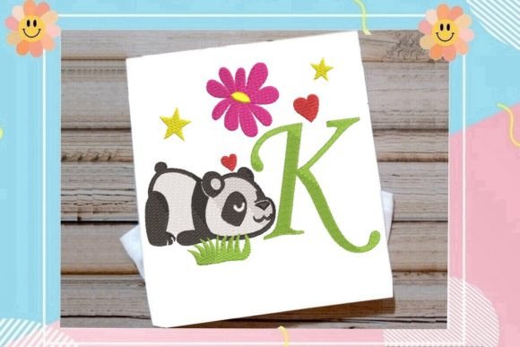 The Cute Panda Monogram K Letter