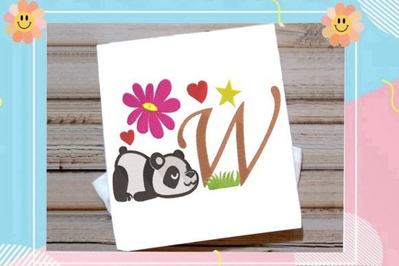 The Cute Panda Monogram W Letter