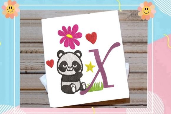 The Cute Panda Monogram X Letter
